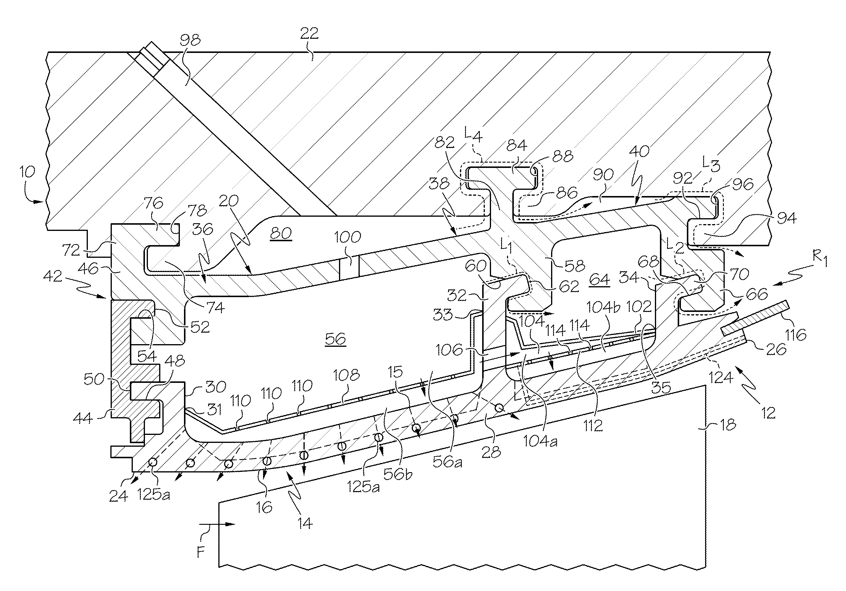 Cooling system for three hook ring segment