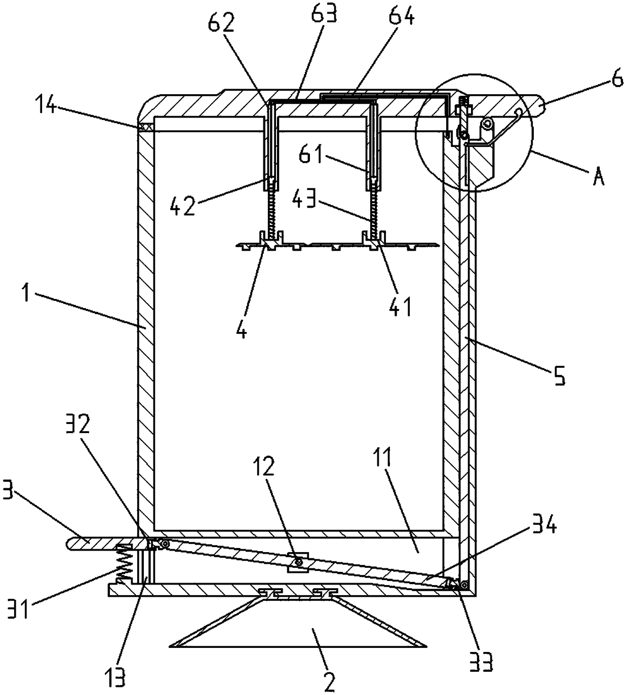 Garbage can with internal automatic compacting function