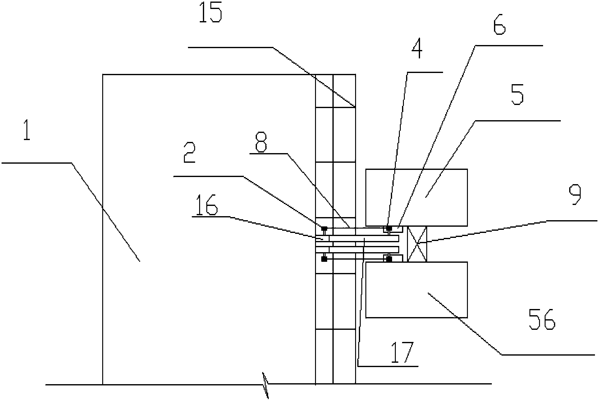 Falling protection system for building construction elevators