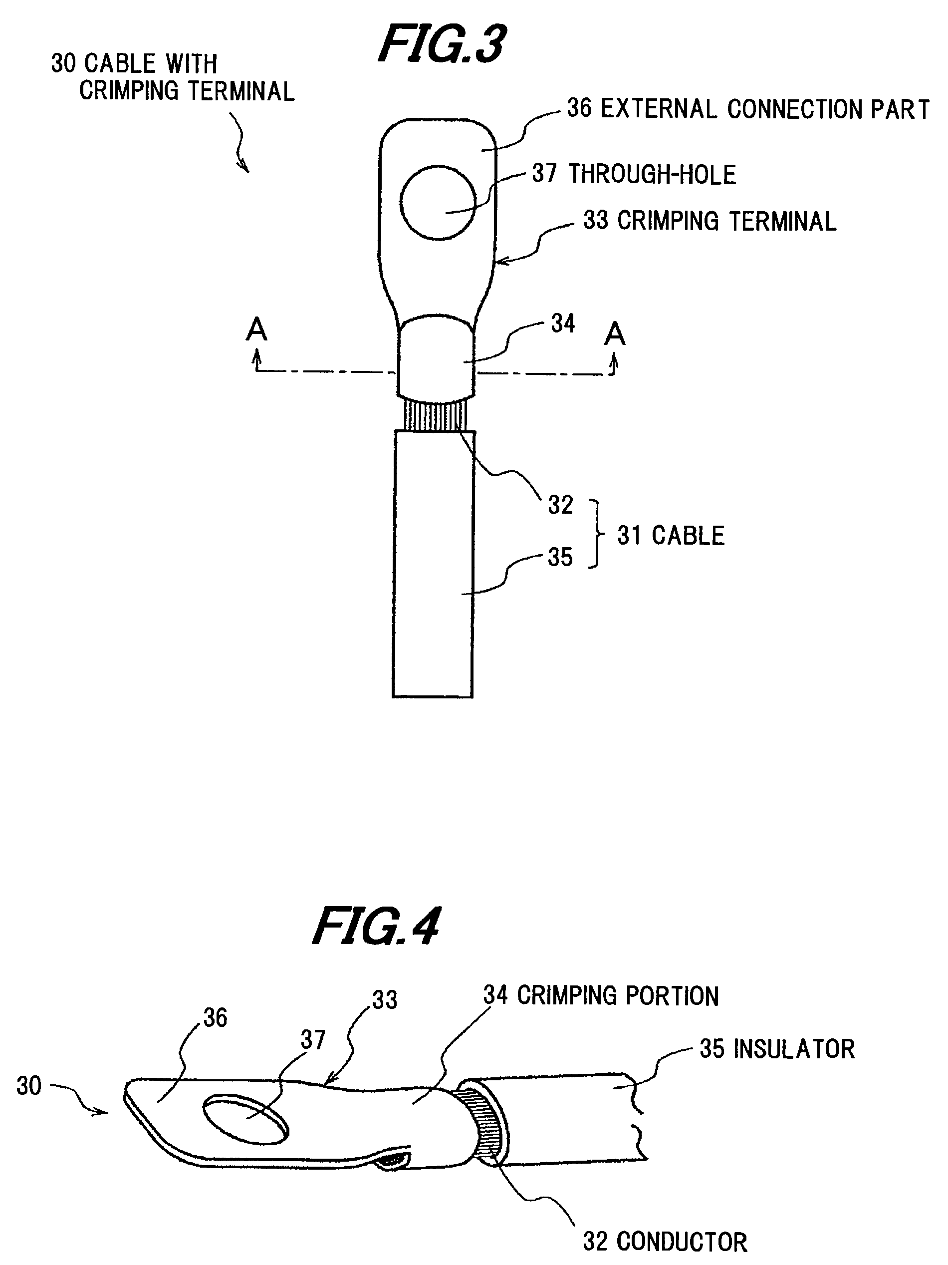 Cable with crimping terminal and method of making the same