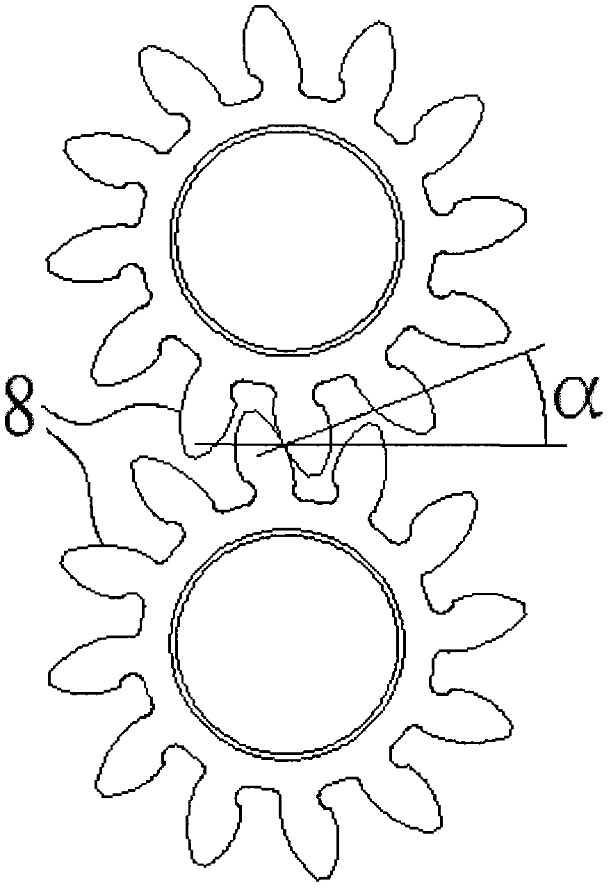 Gear pump with asymmetric combined curved surface tooth form