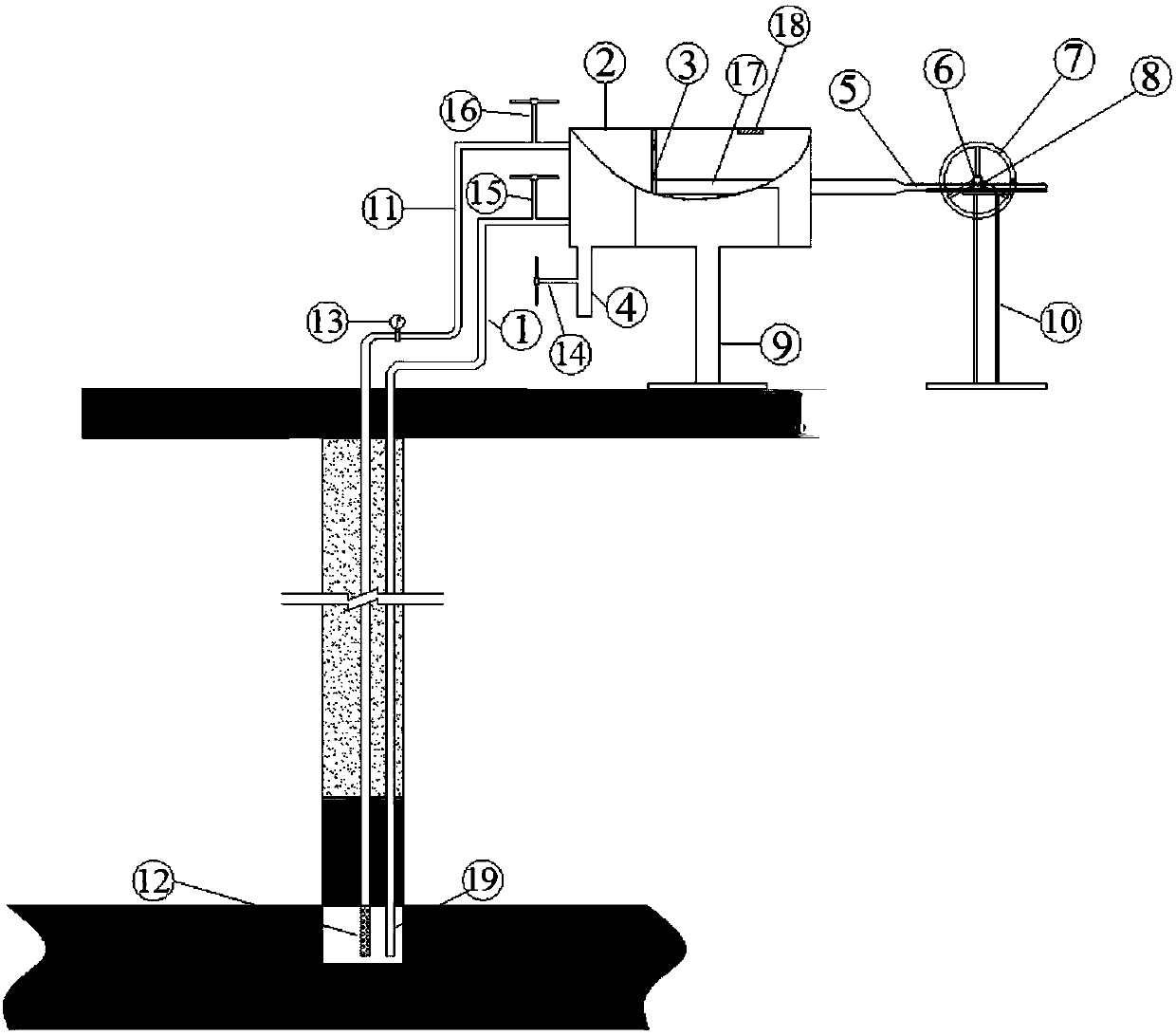 Drainage device and method for gas pressure measurement in downhole drilling