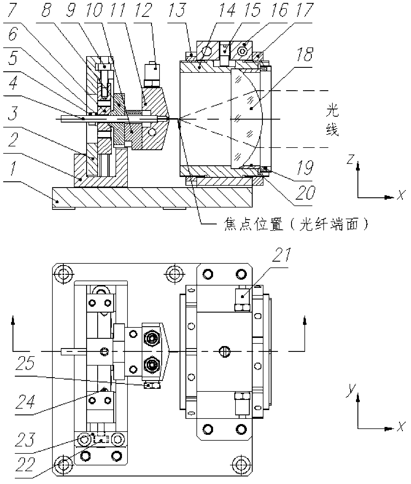 Optical fiber coupling device of fiber laser