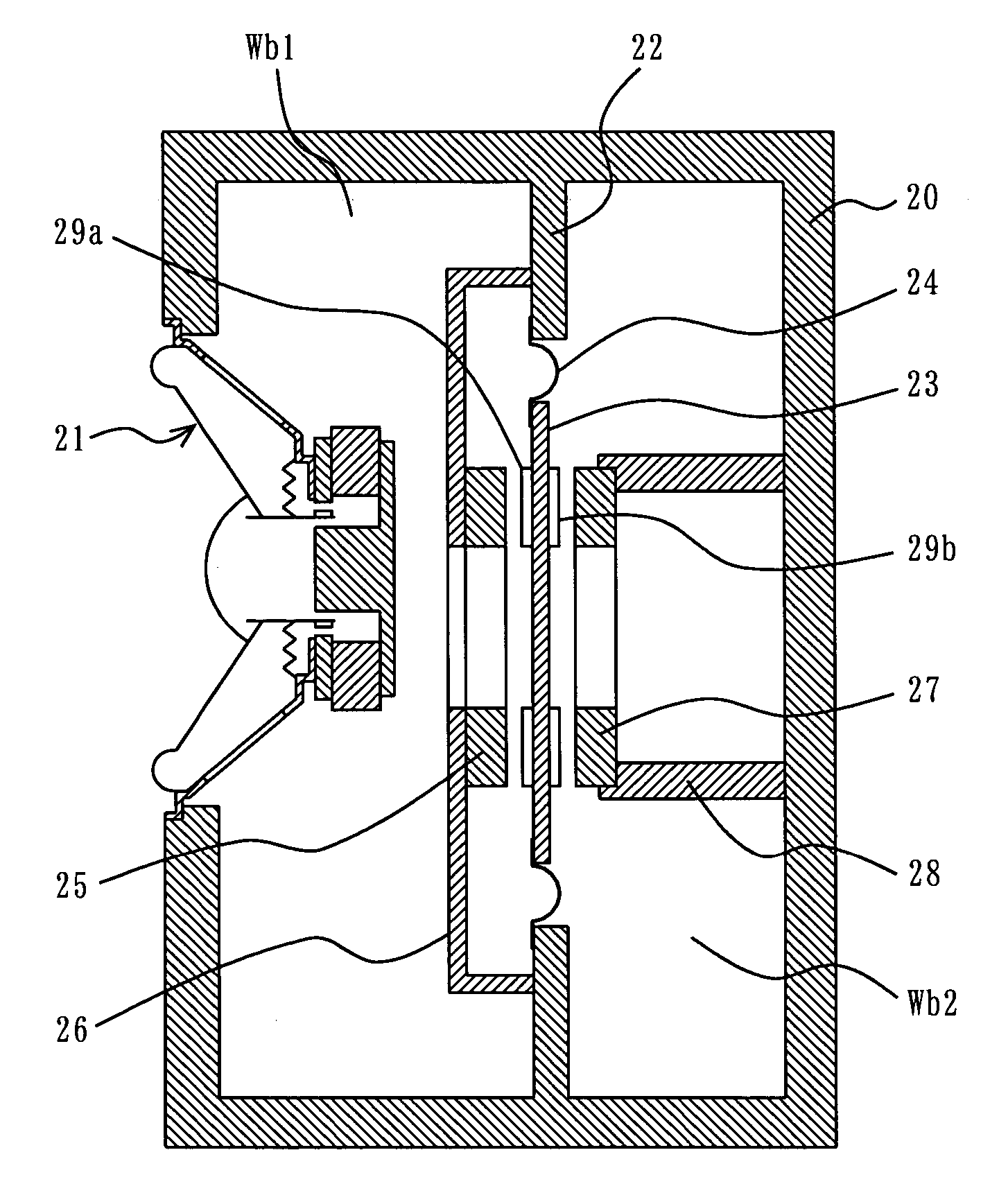 Loudspeaker with internal negative stiffness mechanism