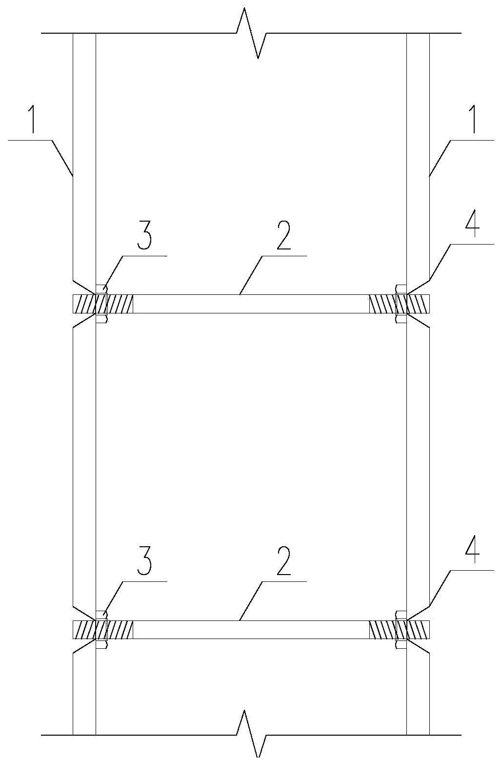 Steel plate composite shear wall of built-in cross-pulling screws and construction method of steel plate composite shear wall