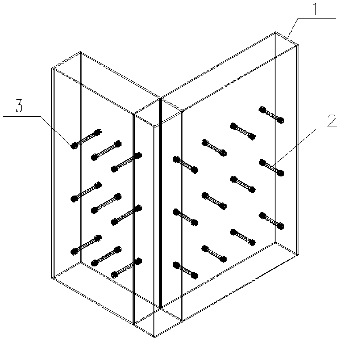 Steel plate composite shear wall of built-in cross-pulling screws and construction method of steel plate composite shear wall