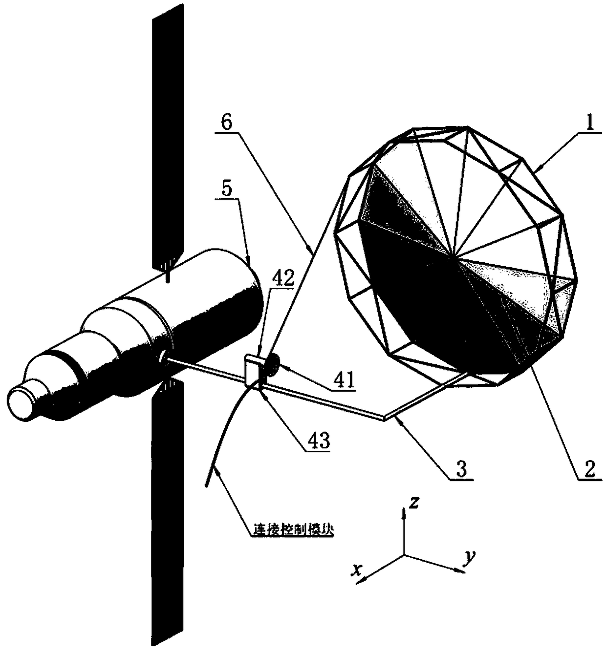 Device for inhibiting vibration of space large annular trusswork and control method