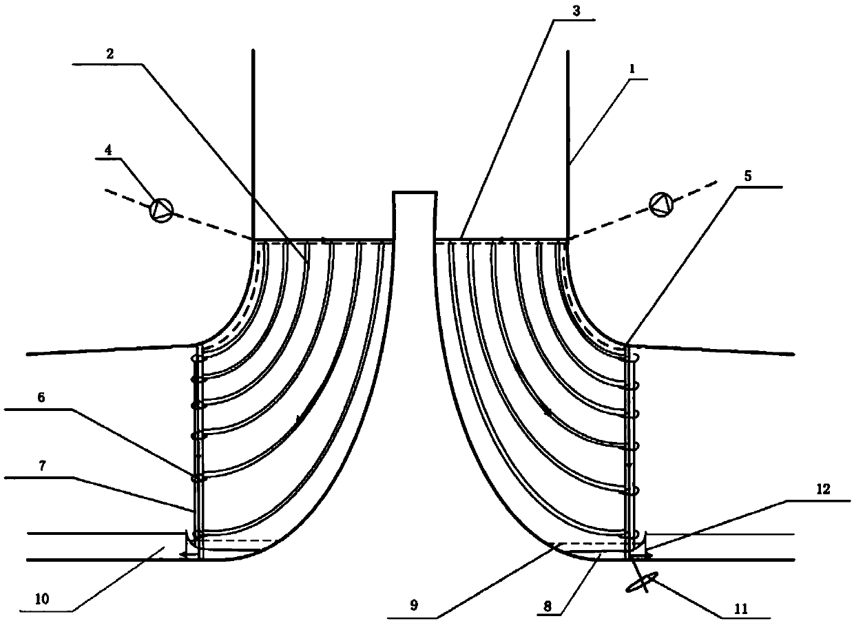 Condenser for chimney-type solar power generation and seawater desalination device