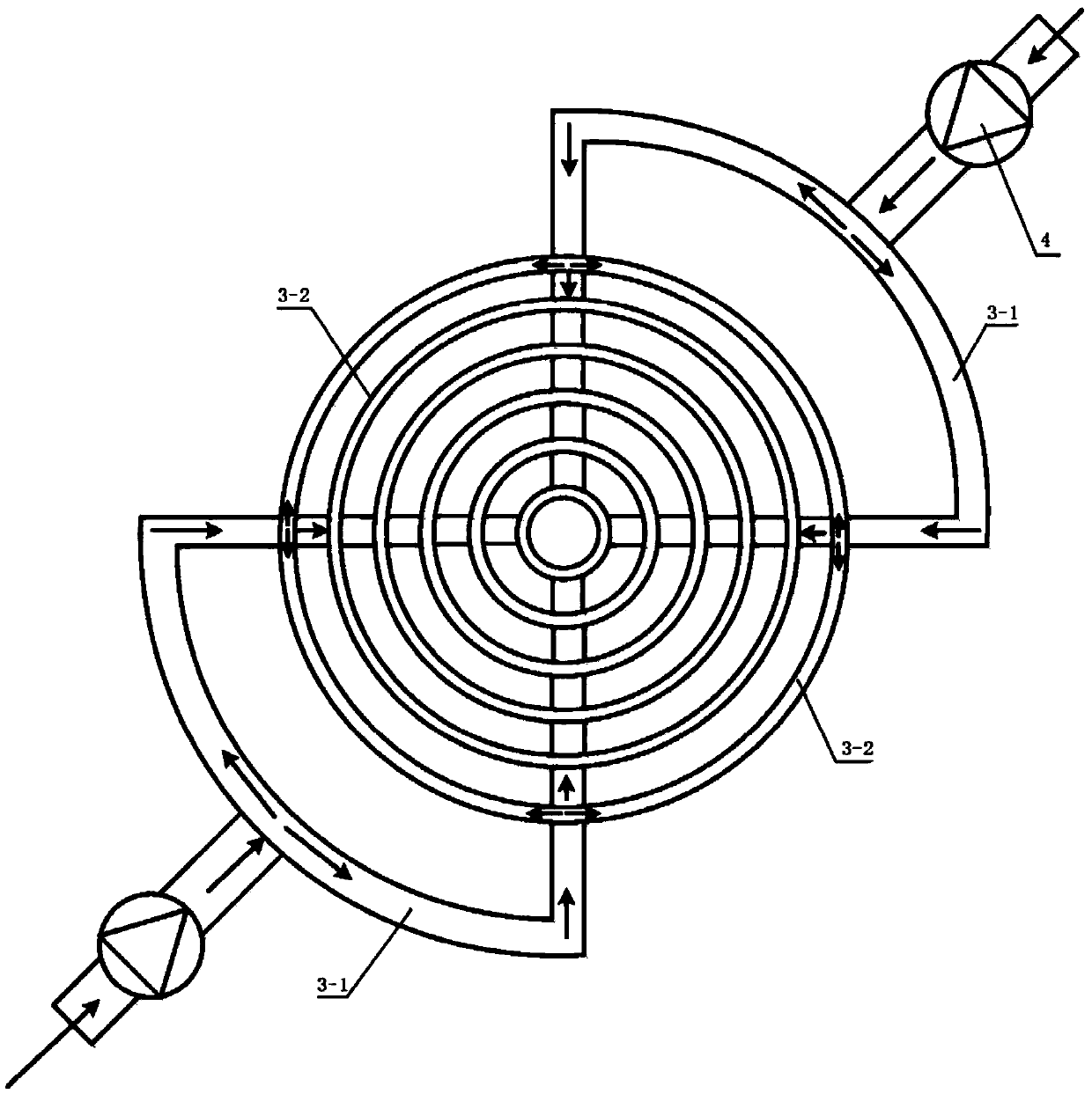 Condenser for chimney-type solar power generation and seawater desalination device