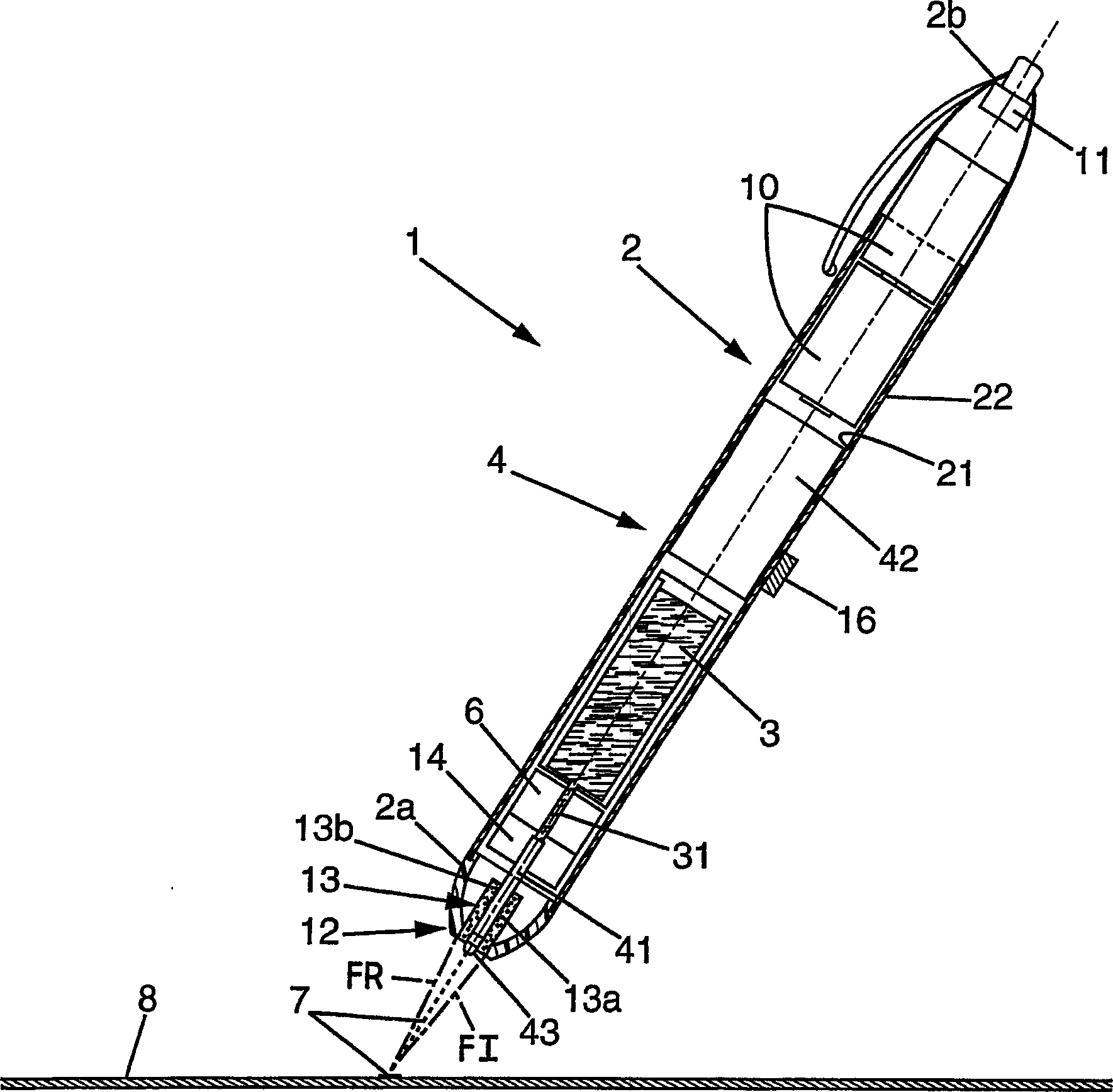 Liquid jet writing tool