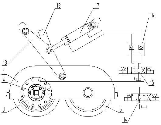 Walking driving and supporting device for bridge detection operating vehicle