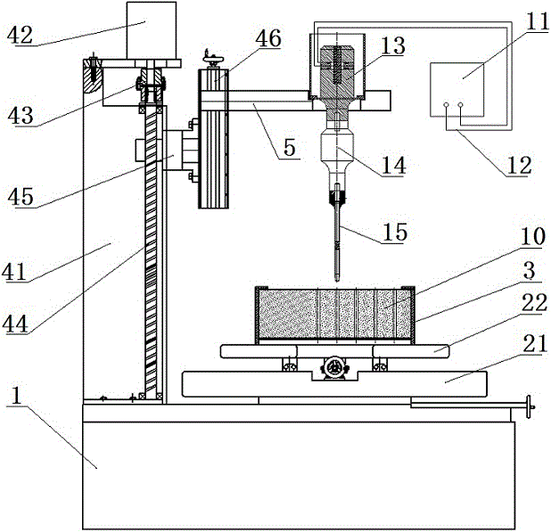 High-frequency longitudinal torsion composite vibration sponge punching workbench and application thereof