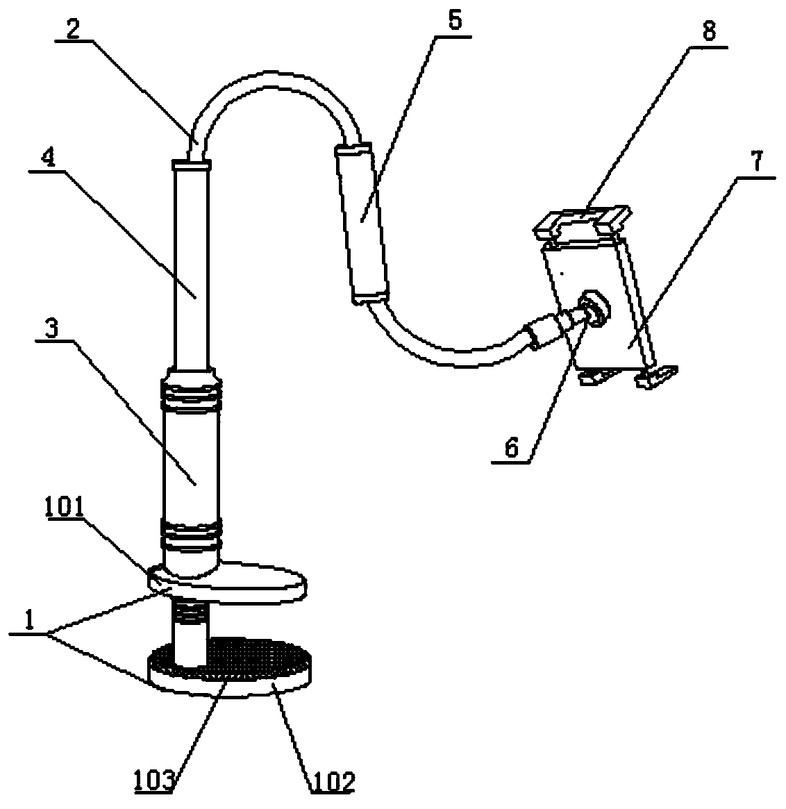 A telescopic locking type mobile phone mounting rack