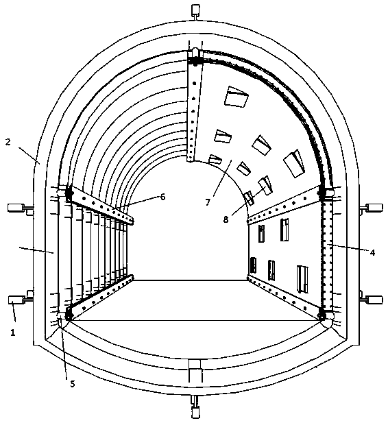 Tunnel lining structure with steel tube concrete as skeleton and slip-form construction method