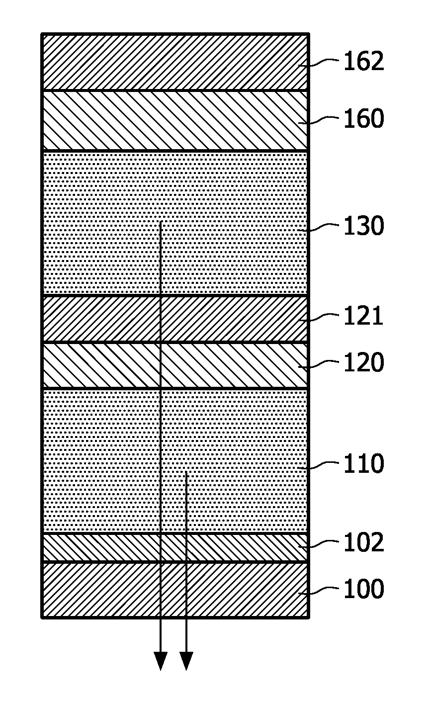 Stacked electro-optically active organic diode with inorganic semiconductor connection layer