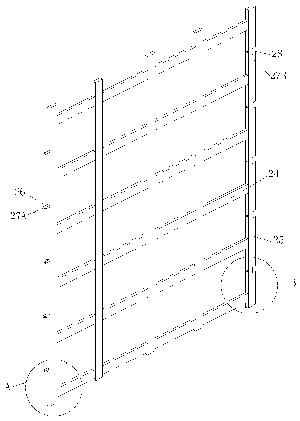 Long and narrow deformation joint of double shear wall and construction method