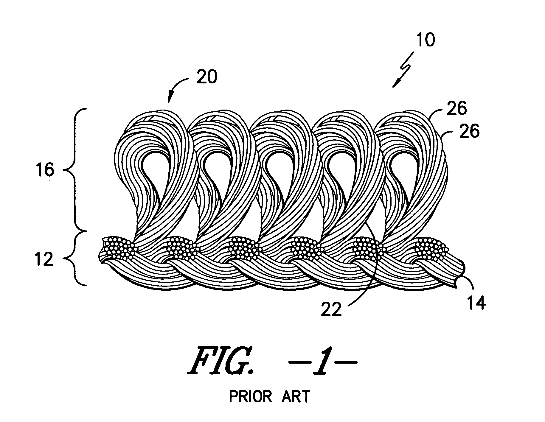 Loop pile fabric having randomly arranged loops of variable height