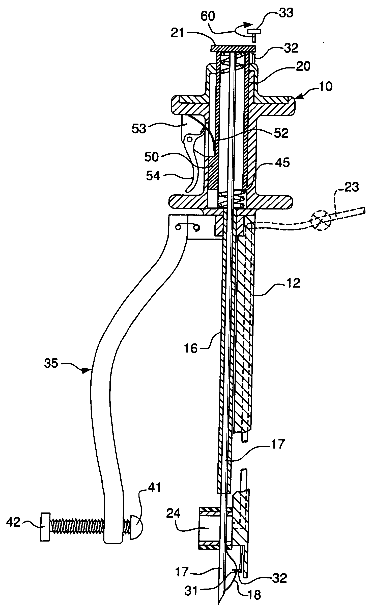 Surgical instrument for endoscopic suturing of deep subcutaneous tissue