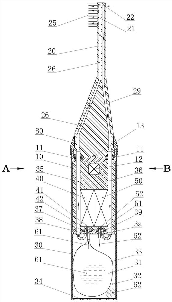 Handheld liquid storage flushing and sucking oral cavity cleaner