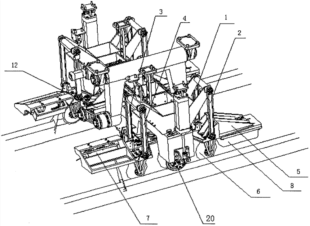 Rail outline and undulatory wear sensor positioning mechanism for tracking central line of top of steel rail