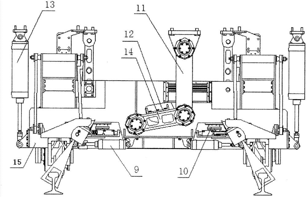 Rail outline and undulatory wear sensor positioning mechanism for tracking central line of top of steel rail