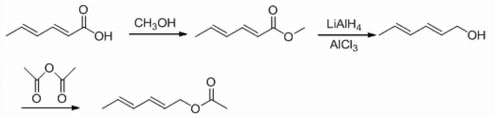 Preparation method for trans, trans-2,4-hexadiene acetate