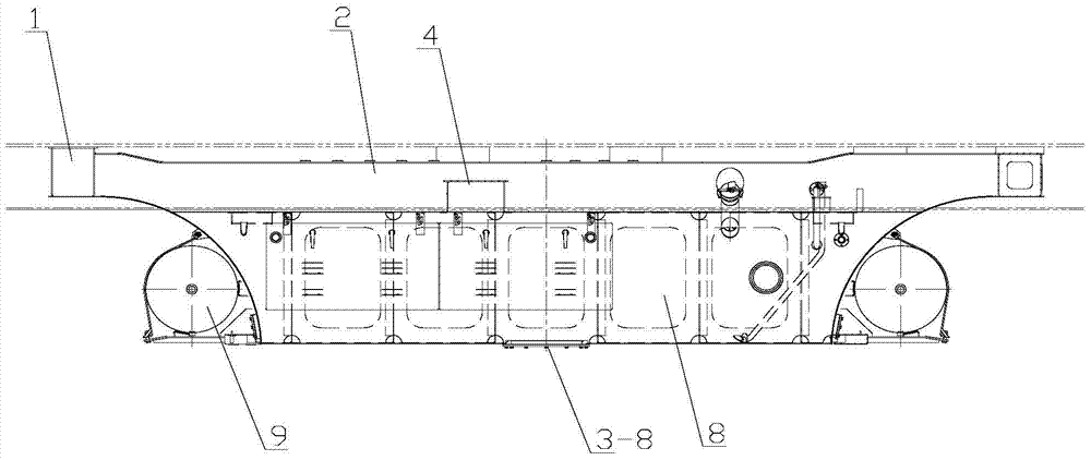 A body-mounted locomotive integral fuel tank structure