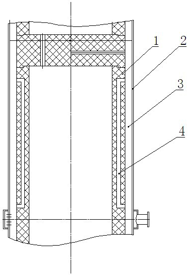 Barrel body cooling structure of hydrogen chloride synthetic furnace