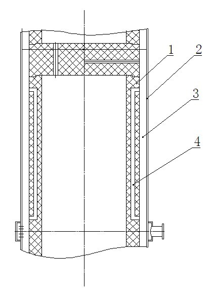 Barrel body cooling structure of hydrogen chloride synthetic furnace