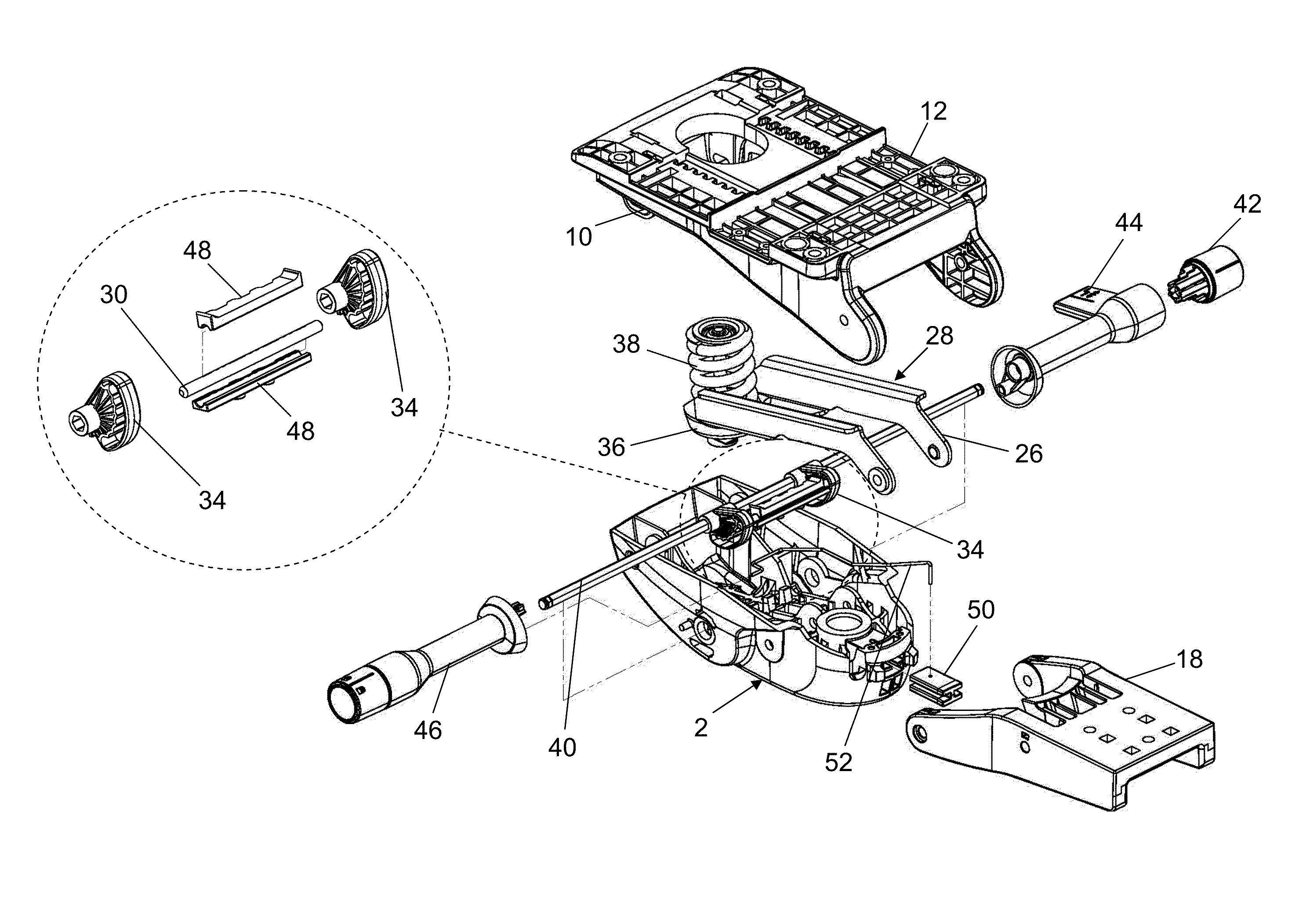 Office chair mechanism provided with a device for adjusting the swivel force