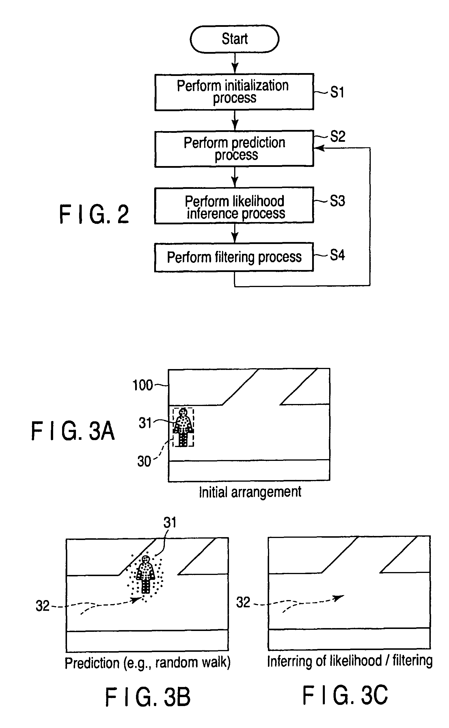 System for tracking a moving object, by using particle filtering