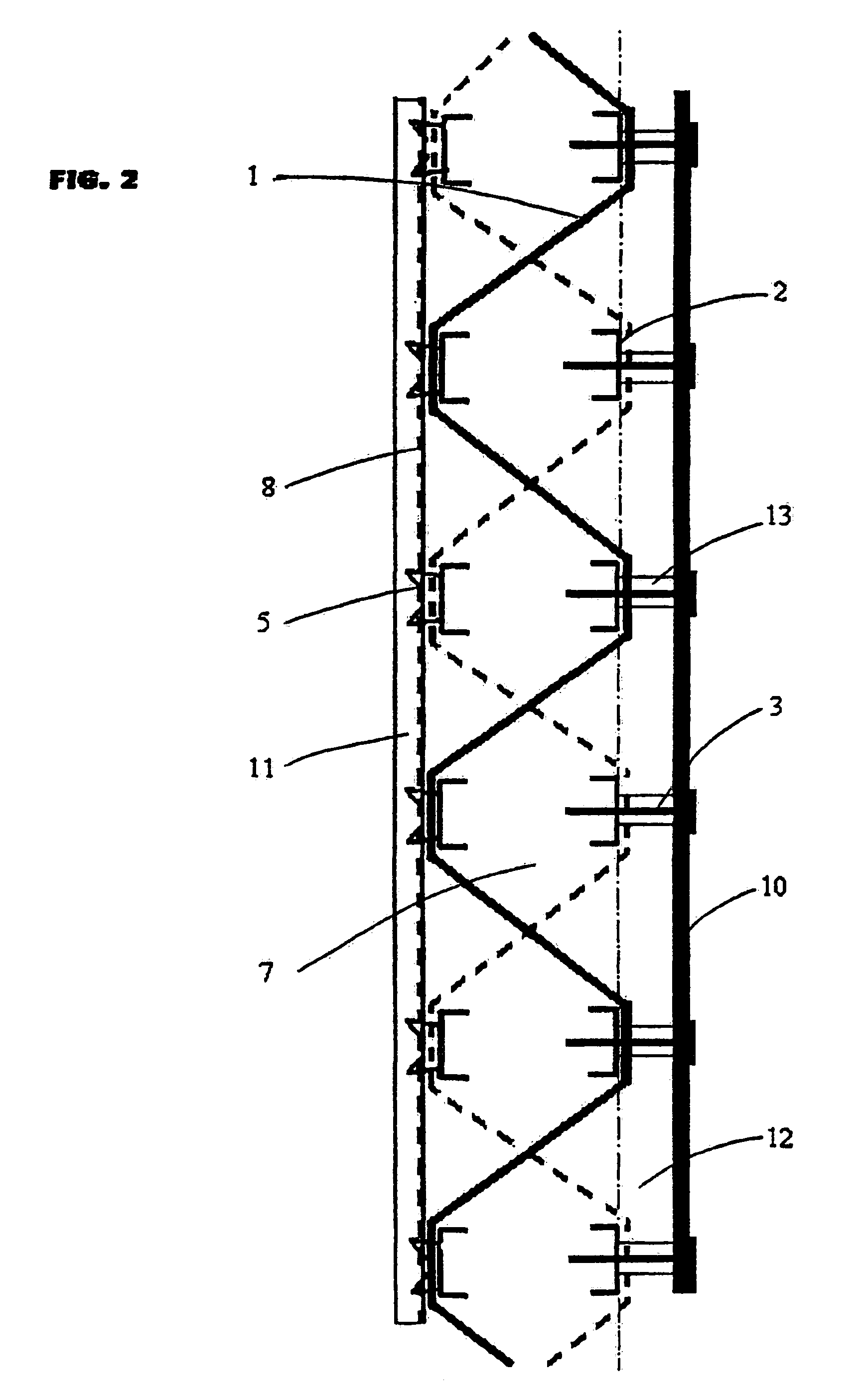 Concrete formwork wall serving also as reinforcement