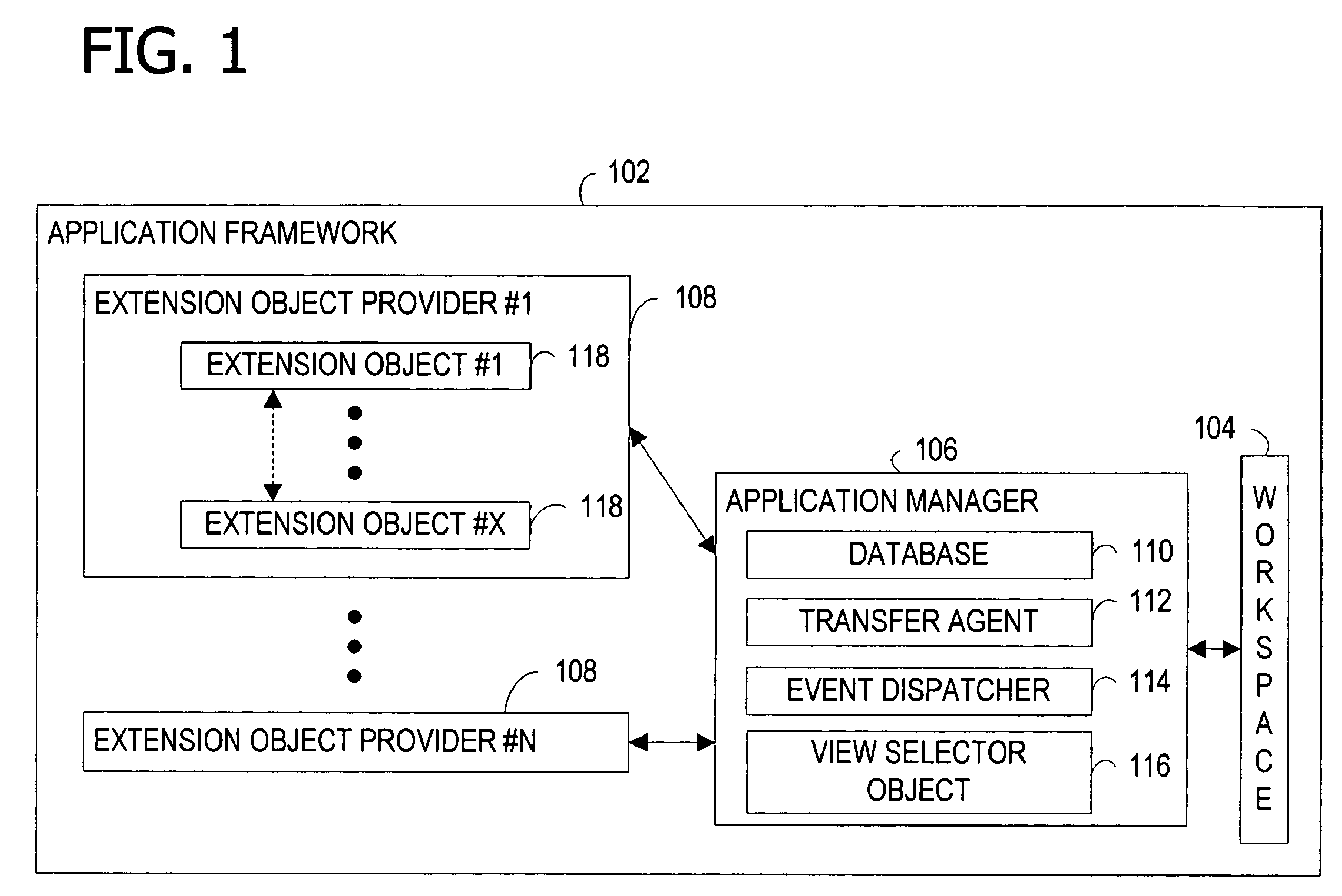 Dynamically extensible application program framework including message and notification routing