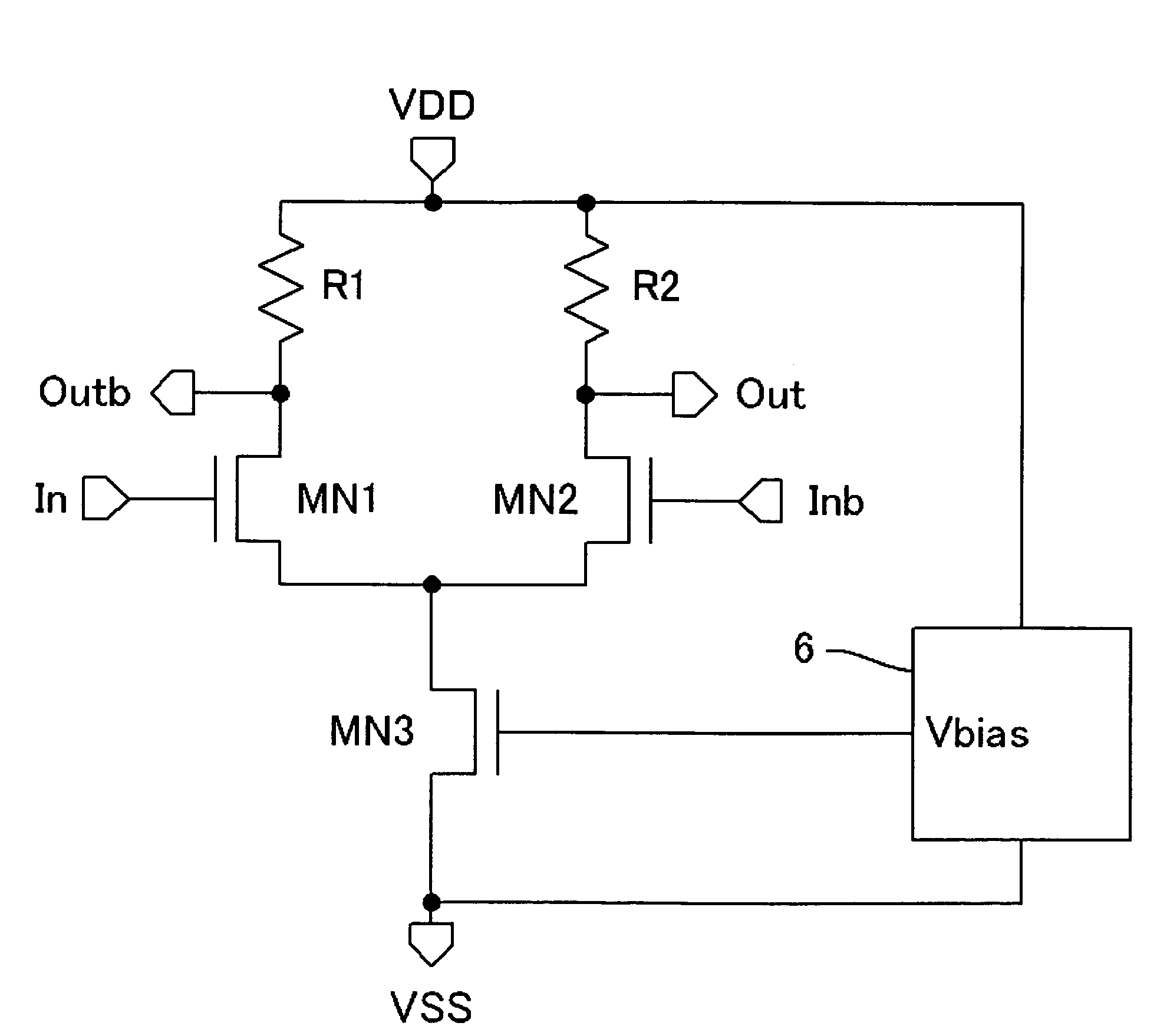 Clock buffer circuit having predetermined gain with bias circuit thereof