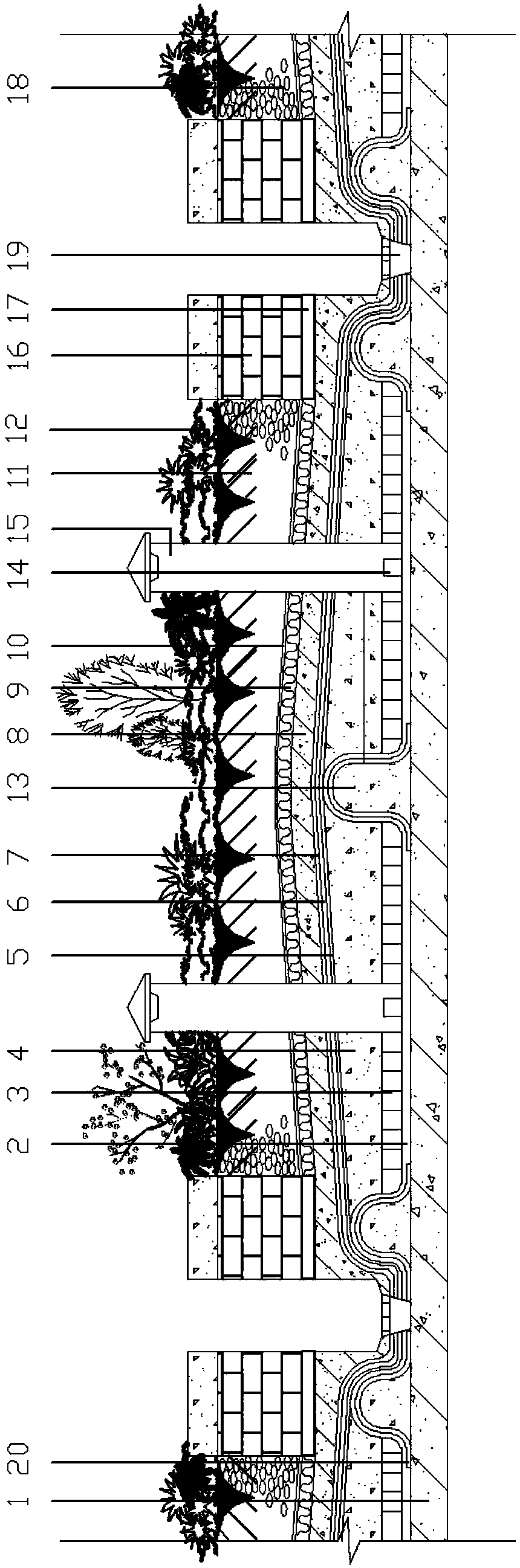 Construction method for planting roof structure