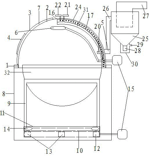 Enclosed smoke-absorbing automatic frying apparatus