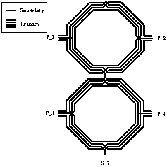 Eight-path power synthesis harmonic control power amplification circuit suitable for radio frequency power amplifier