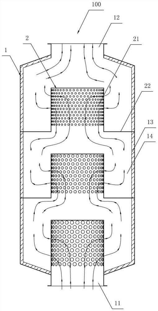 A muffler and an air induction device for an asphalt mixture mixer using the muffler