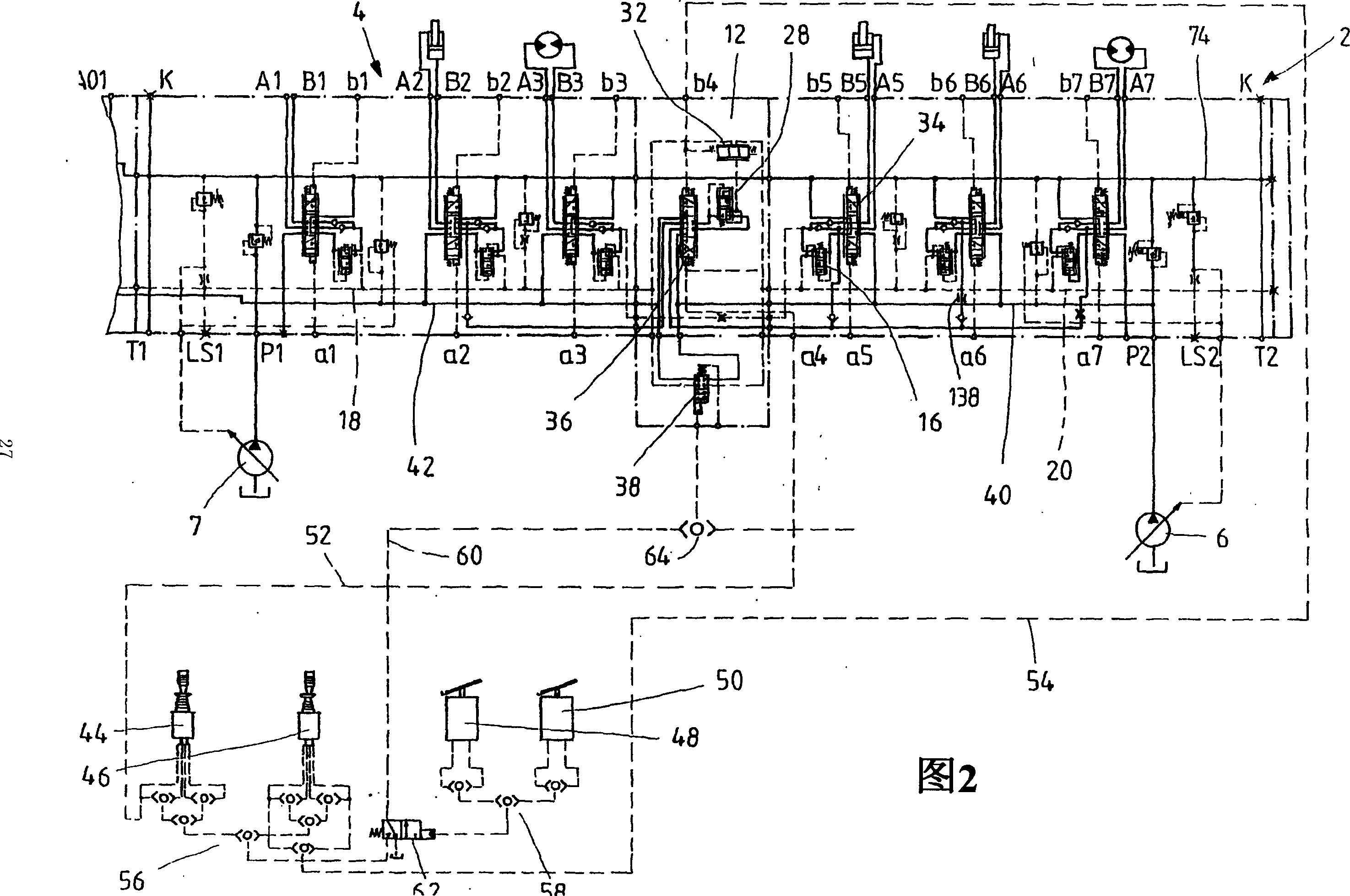 Hydraulic dual circuit system