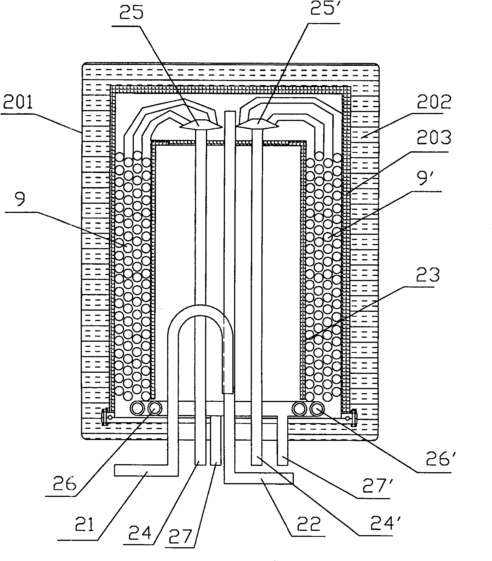 Hot water heat converter and central air conditioner using the same