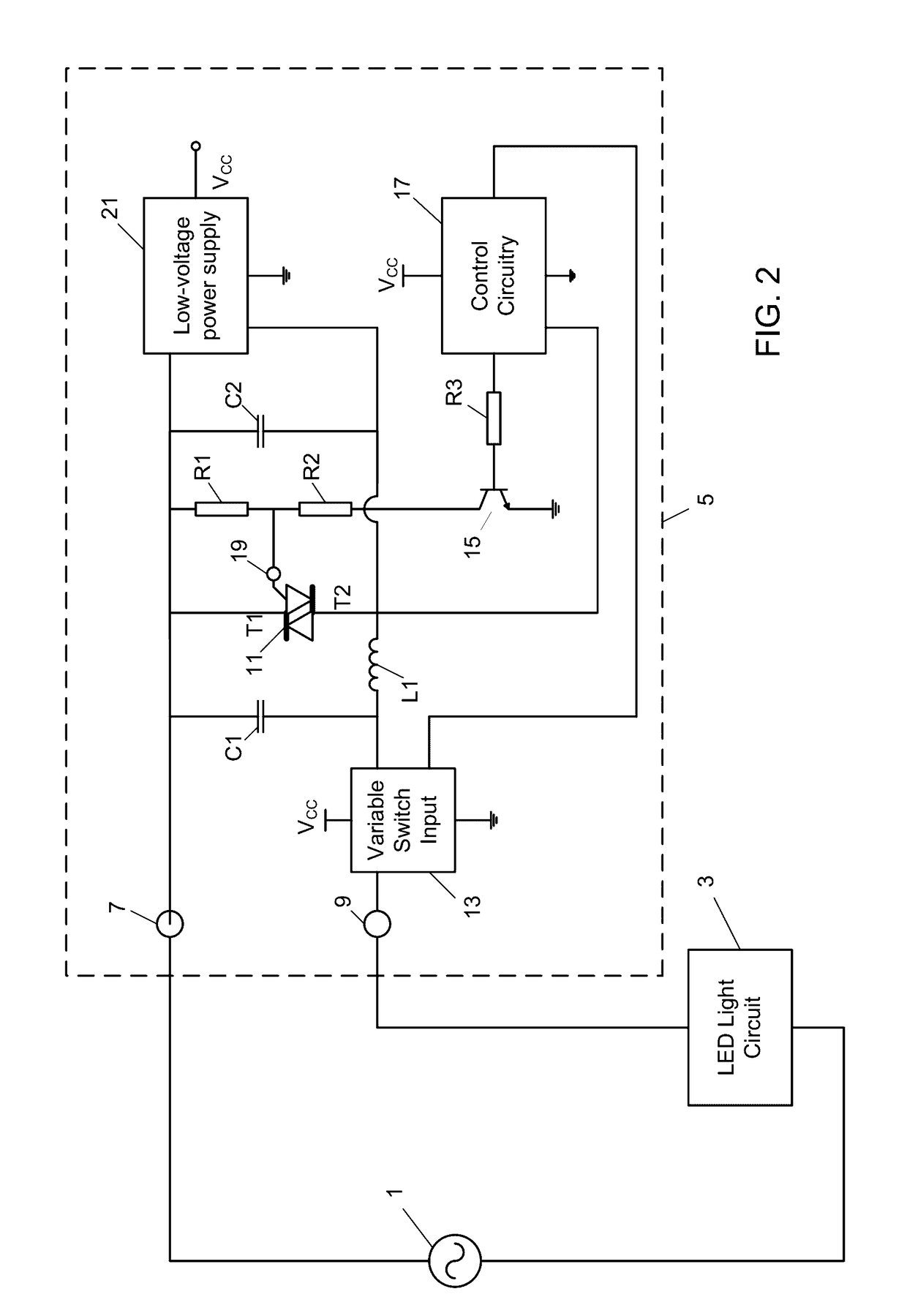 Control circuit for controlling current through a load using a phase-cut thyristor arrangement and method for controlling thereof