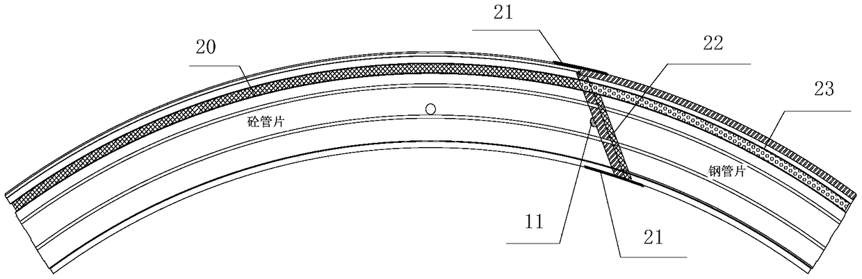 Adaptive waterproofing structure for T-joint part of mechanical method contact passage