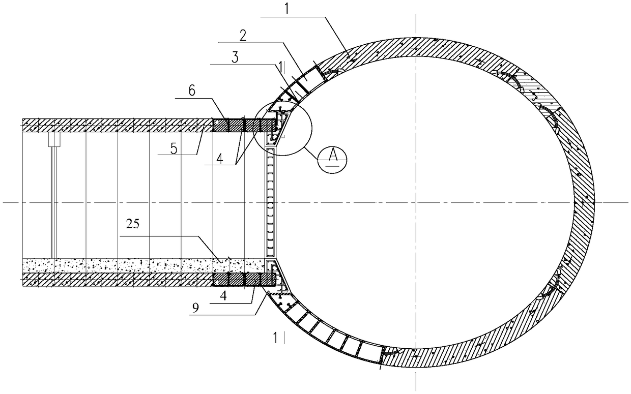 Adaptive waterproofing structure for T-joint part of mechanical method contact passage