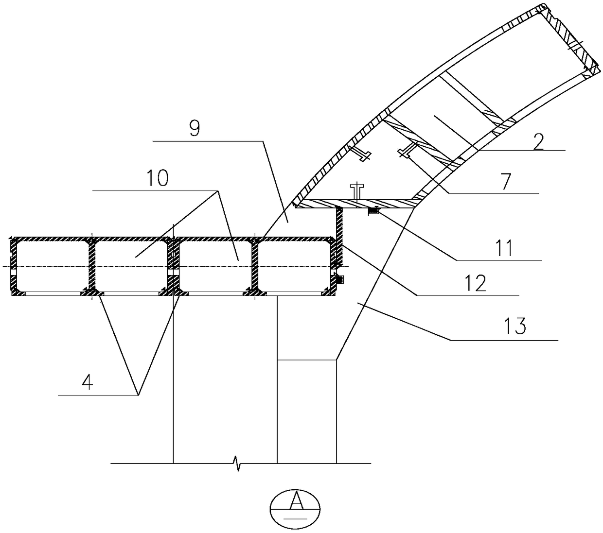 Adaptive waterproofing structure for T-joint part of mechanical method contact passage