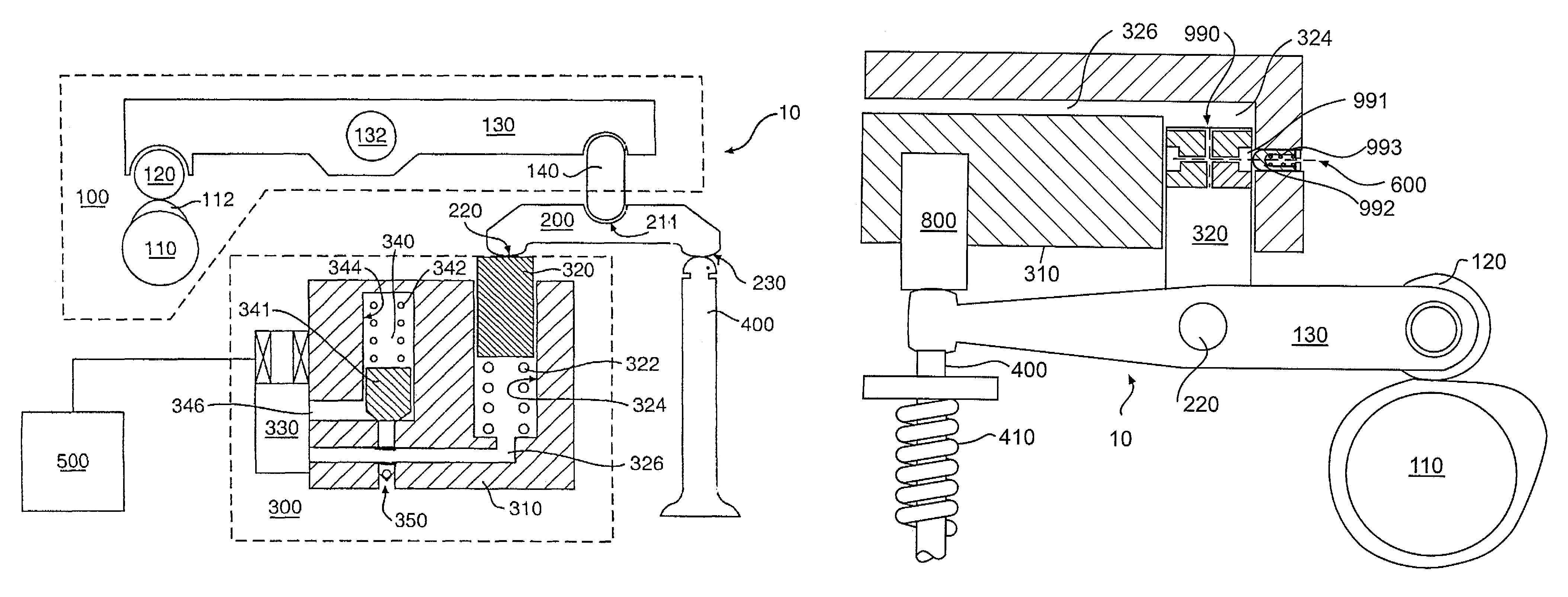 Variable lost motion valve actuator and method