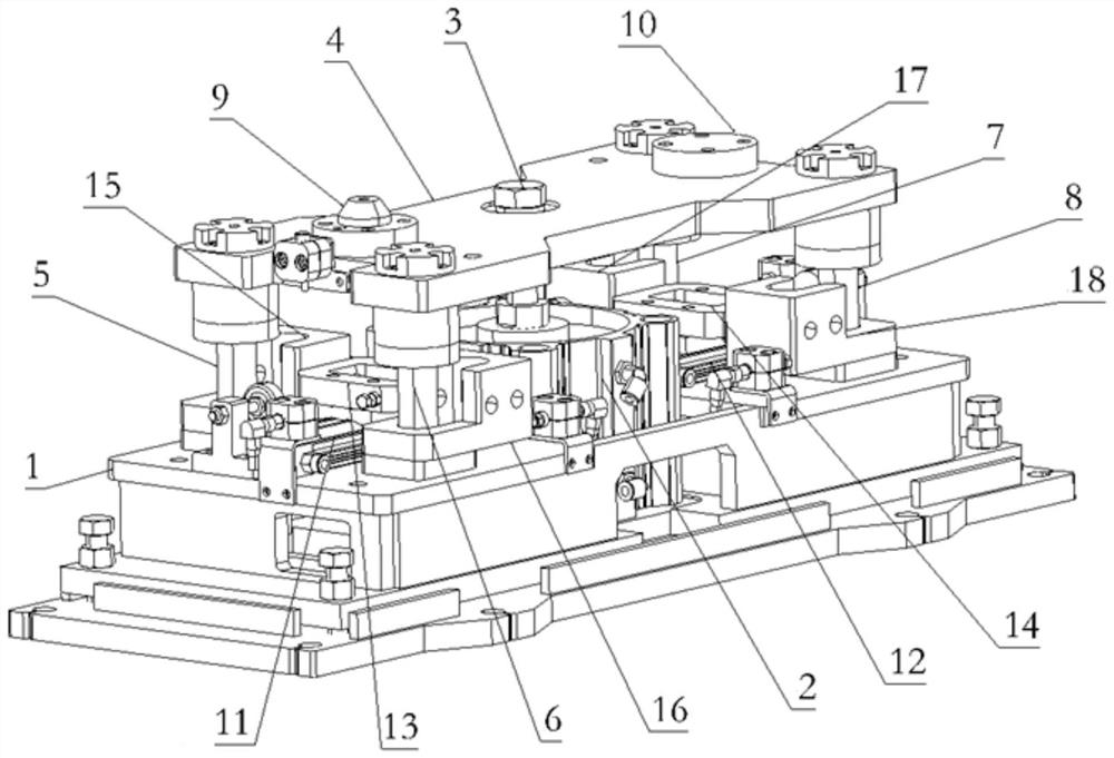 Flexible welding island clamp positioning lifting mechanism, automatic switching device and switching method