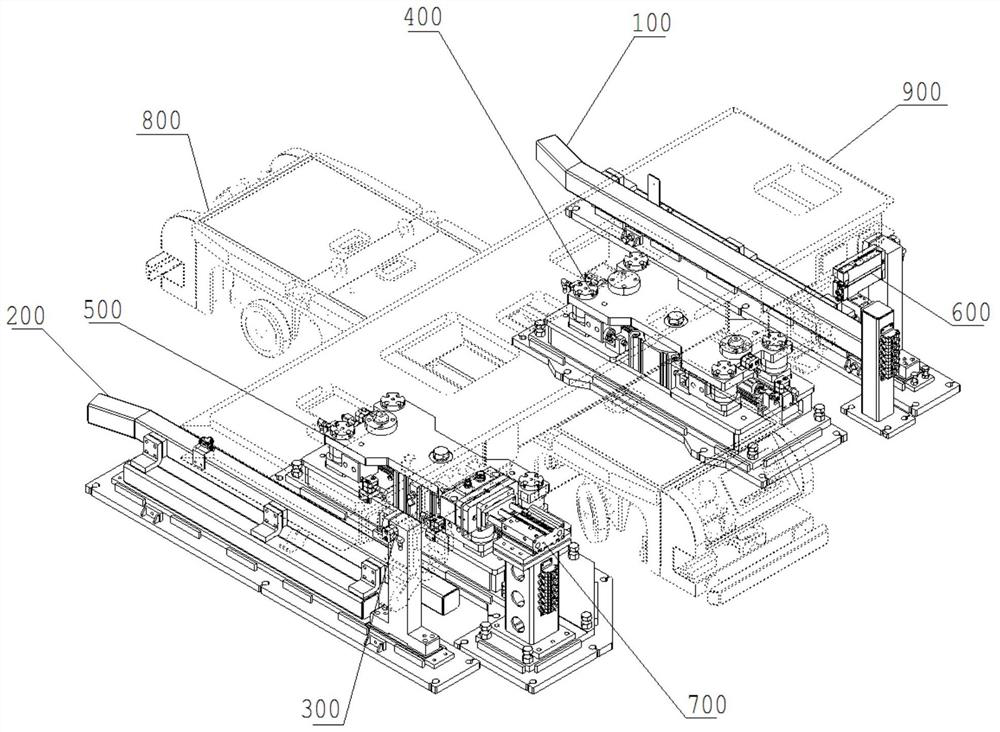 Flexible welding island clamp positioning lifting mechanism, automatic switching device and switching method