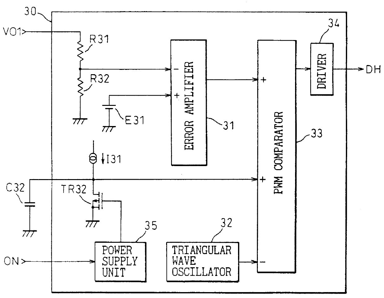 DC to DC converter producing output voltage exhibiting rise and fall characteristics independent of load thereon