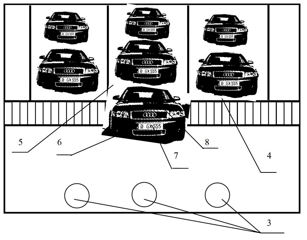 Detection device for behaviors of running red light of vehicle based on machine vision with single eye and multiple detection faces