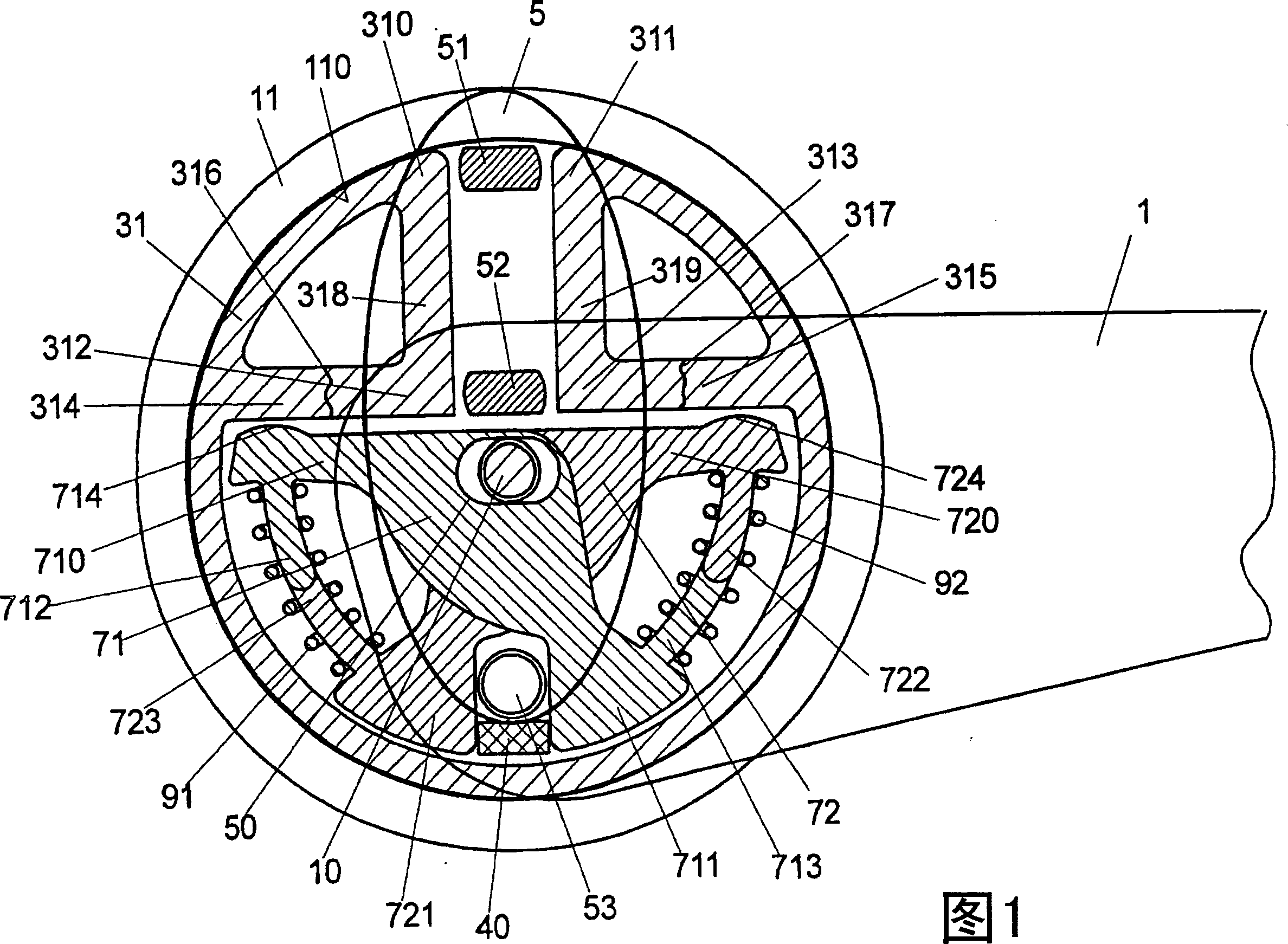 Adjustment device for producing a two-sided rotational movement